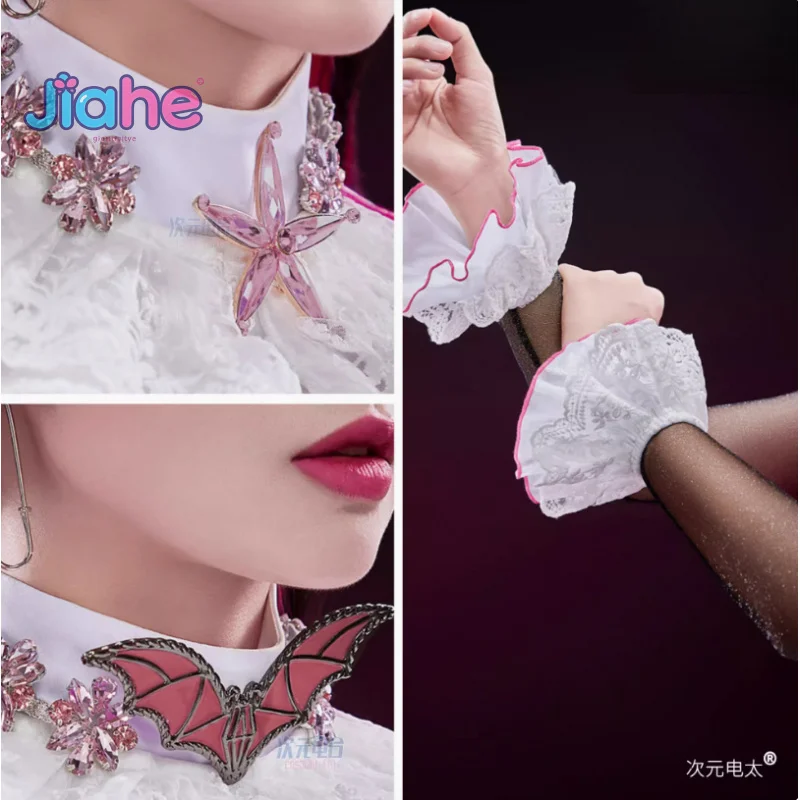 Draculaura Monster Cos สูงคอสเพลย์เครื่องแต่งกายผู้หญิงปาร์ตี้ฮาโลวีนแฟนตาซีชุดเครื่องแบบ props ถุงเท้าเข็มกลัดต่างหูชุดใหม่