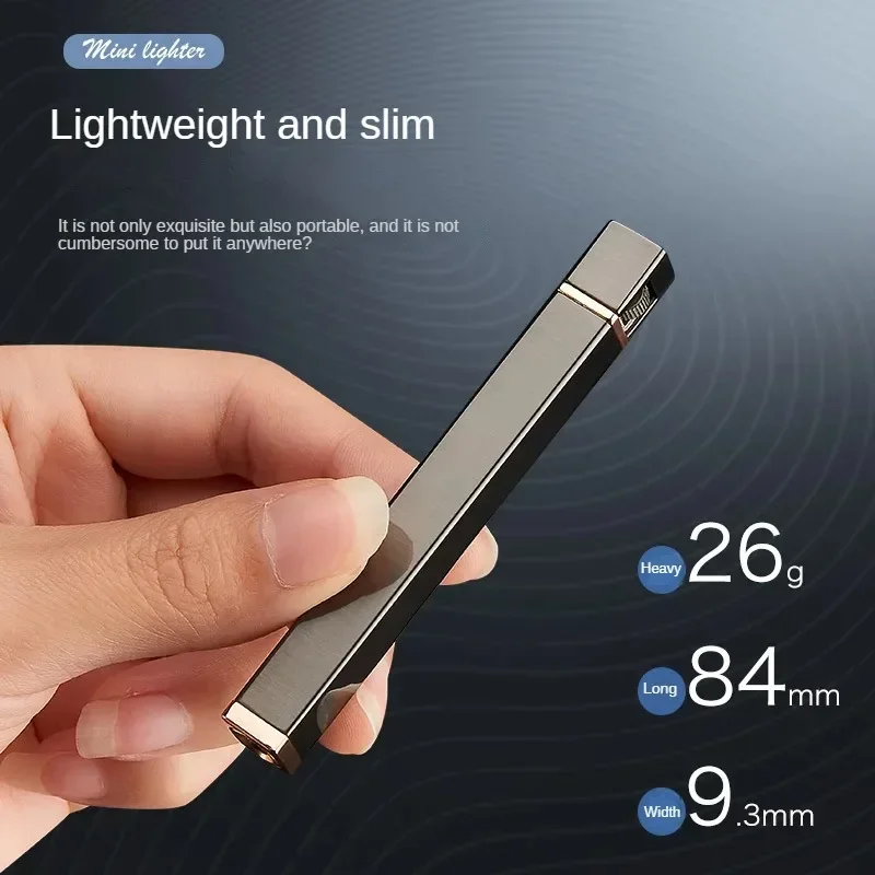 Portable And PersonalizedMini Metal Square Long Grinding WheelOpen Flame Inflatable Lighter That Can be Placed in a CigaretteBox