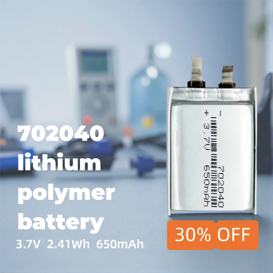 Reliable Rechargeable 3.7V 650mAh Li-ion Battery 702040 for LED Devices, Wearables, and Small Electronics