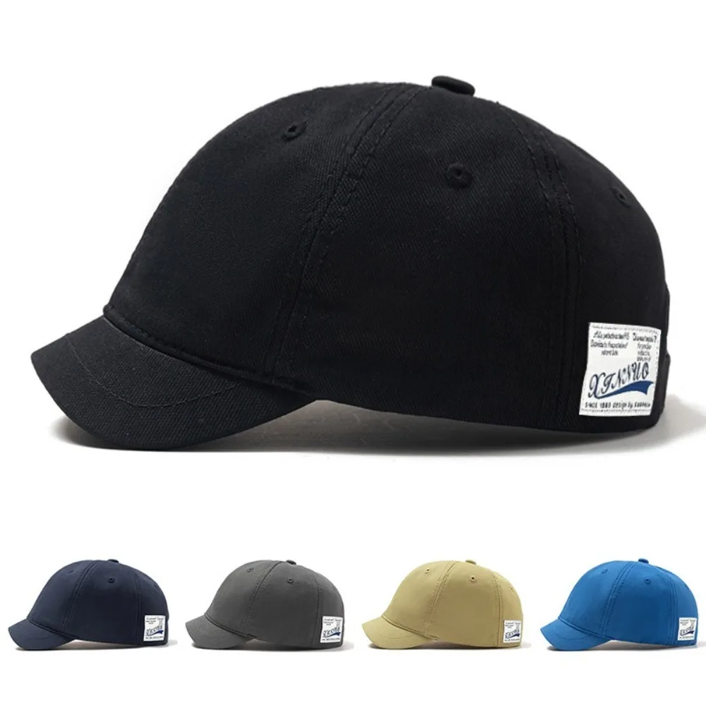 Trucker Style Short Brim Baseball Cap Adjustable Nylon Sunscreen Hat Cotton Fastener Tape Dad Hat Men Women