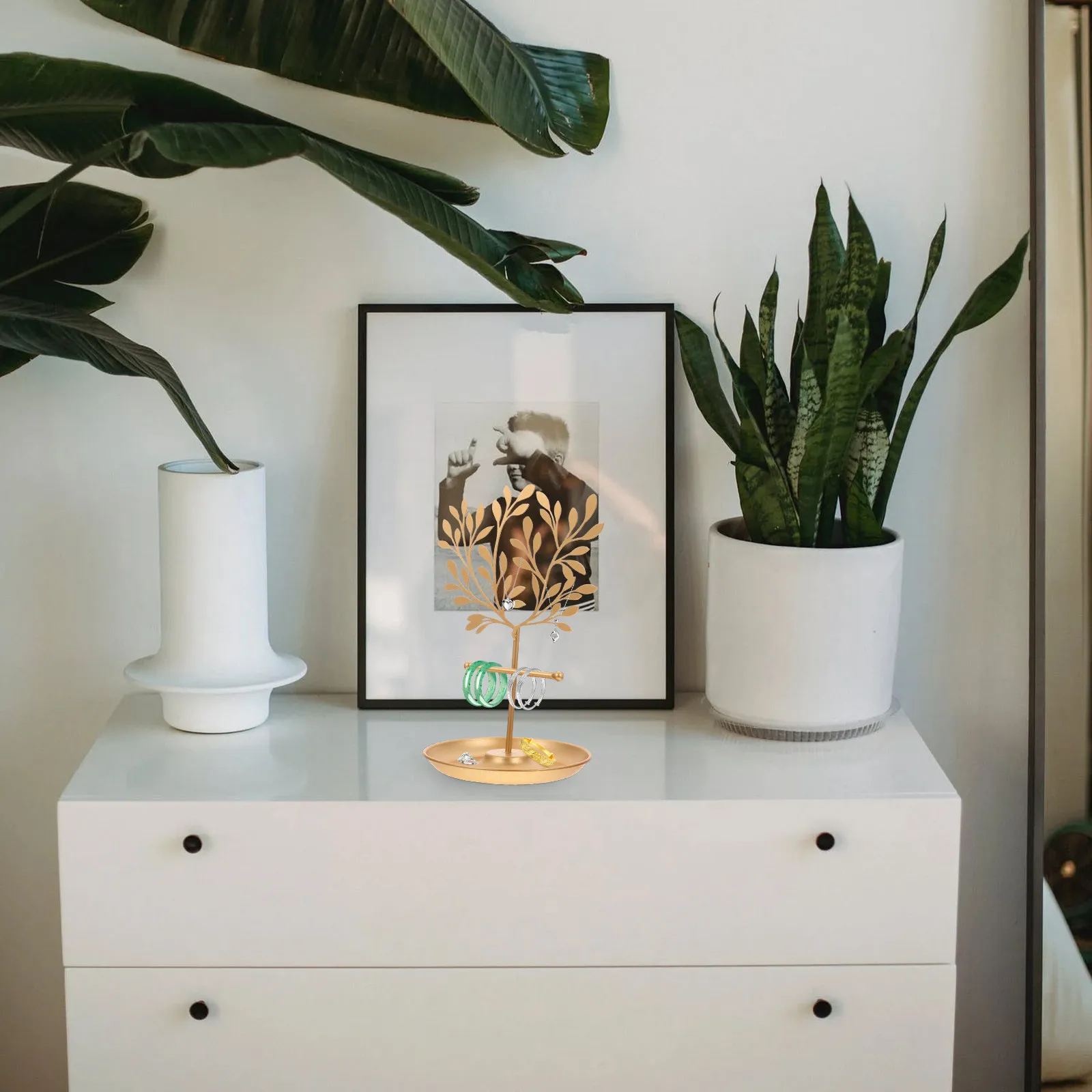 

Jewelry Display Rack Metal Earring Necklace Holder Stand Organizer Iron Storage Tree Leaves Shaped Bracelet Earring Display