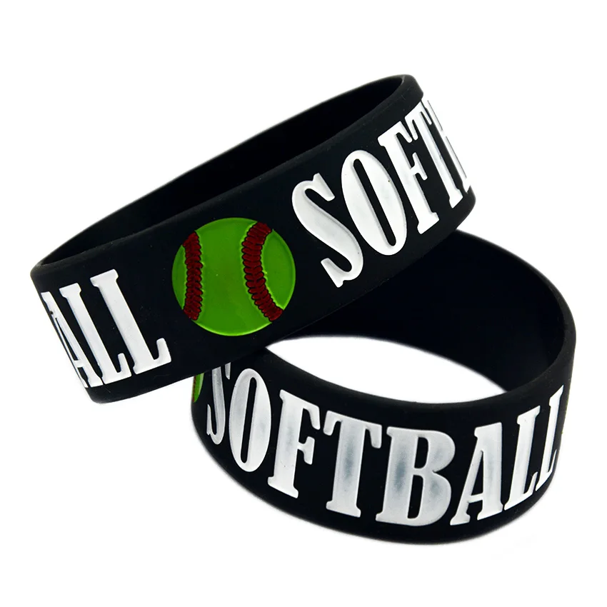 25 Stück 1 Zoll breite Softball-Silikon-Armbänder, Fan-Zeitungszubehör, Gummiarmreifen – Detail 5