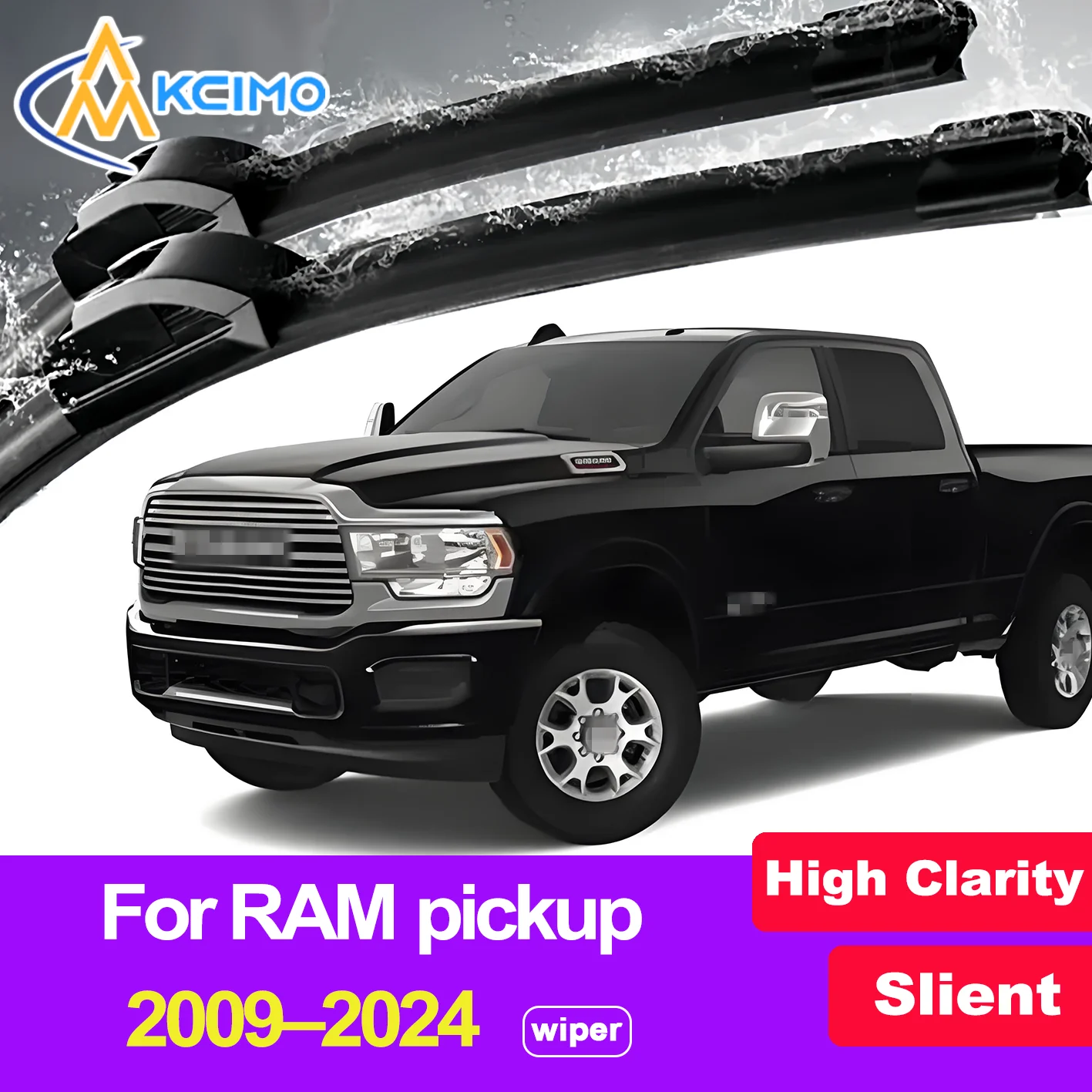 

2PCS HD Wiper Blades for RAM pickup DS 2009-2024 Dodge Ram 1500 (2009-2010) Ram 1500 (2011-2018) Ram 1500 Classic (2019-2024)