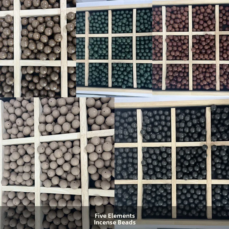 Five Elements Incense Beads, Natural Ancient Method Cold Condensation Incense Round Bead Jewelry