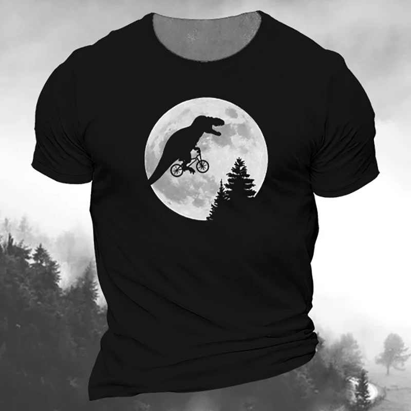 

Fuuny T Shirt For Men Dinosaur Printing Top Summer Fashion Street Short Sleeve Vintage Tee Oversized Outdoor O-neck Mens Clothes