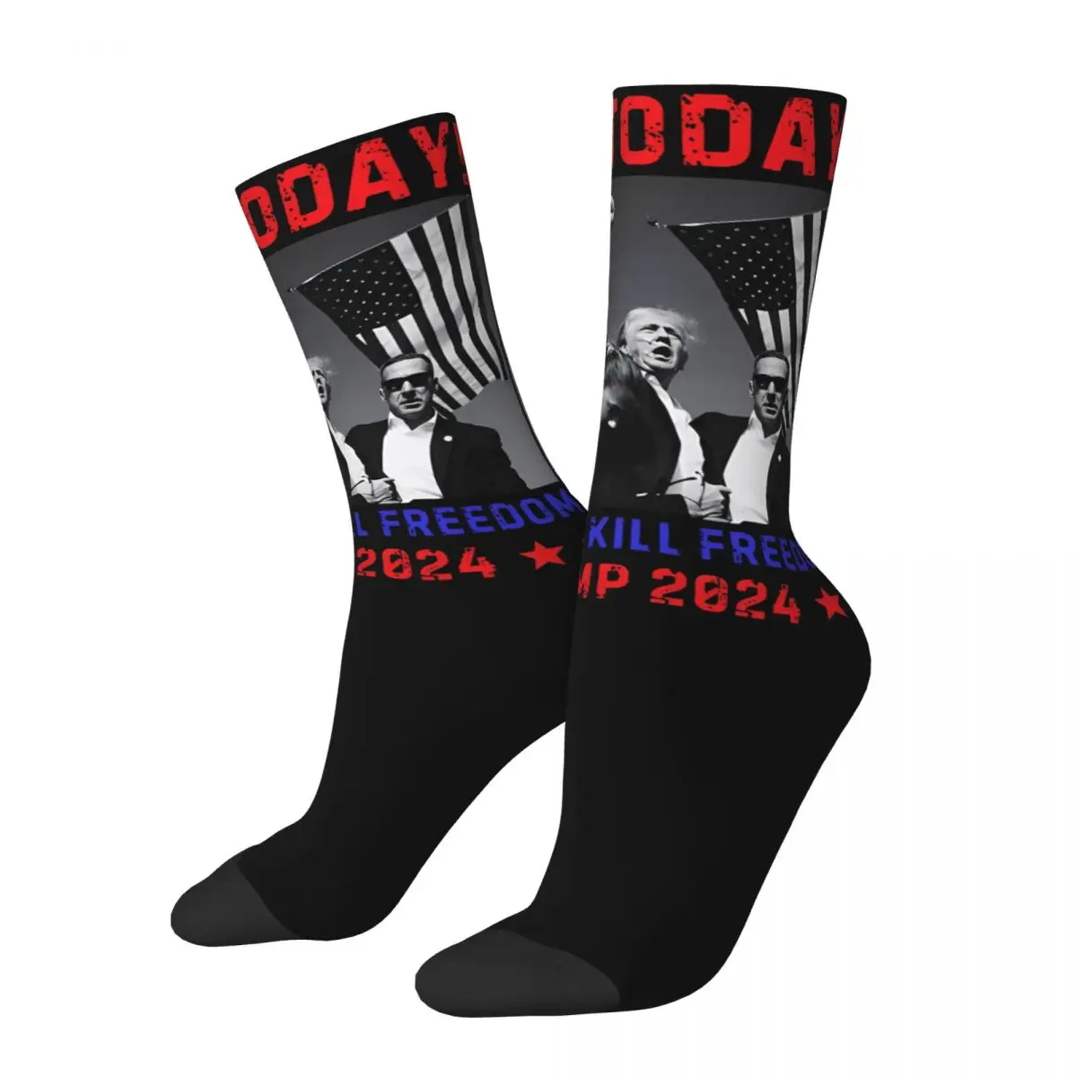 Nie dzisiaj Trump Shooting Assassination Attempt Theme Crew Socks Merch dla kobiet Przytulne skarpetki wizytowe