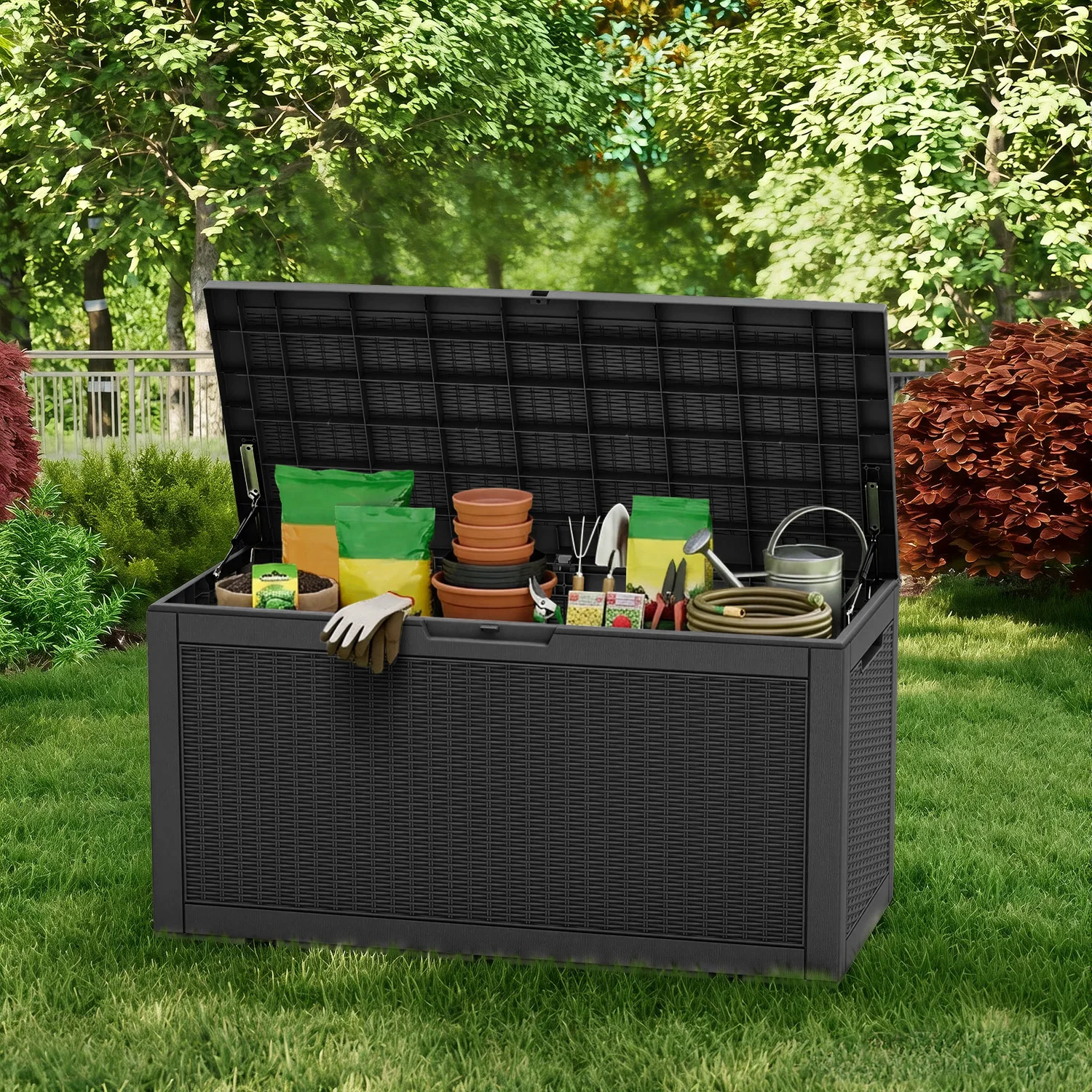 

100-gallon outdoor deck box—waterproof, durable, and easy to install