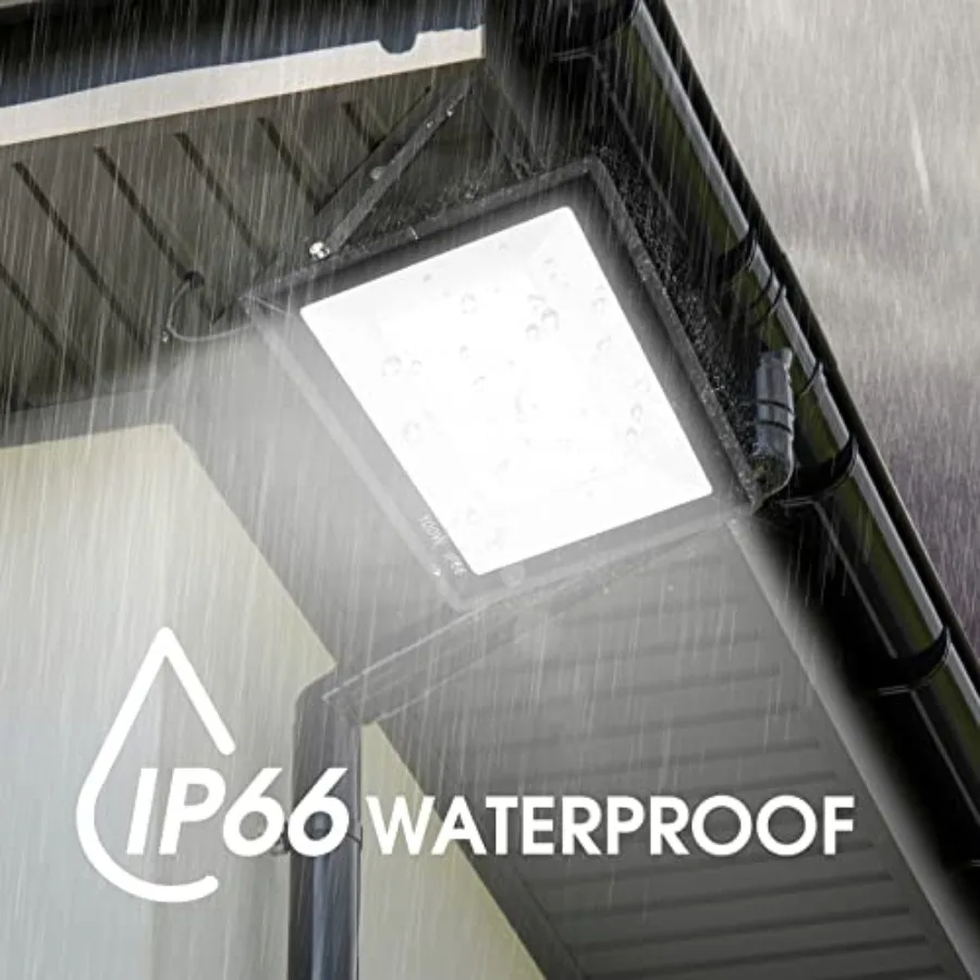 4 Pack, Super Bright Exterior Security Lights With Plug, IP66 Waterproof Outdoor Flood Light, 11600lm 5000K Daylight White Floo