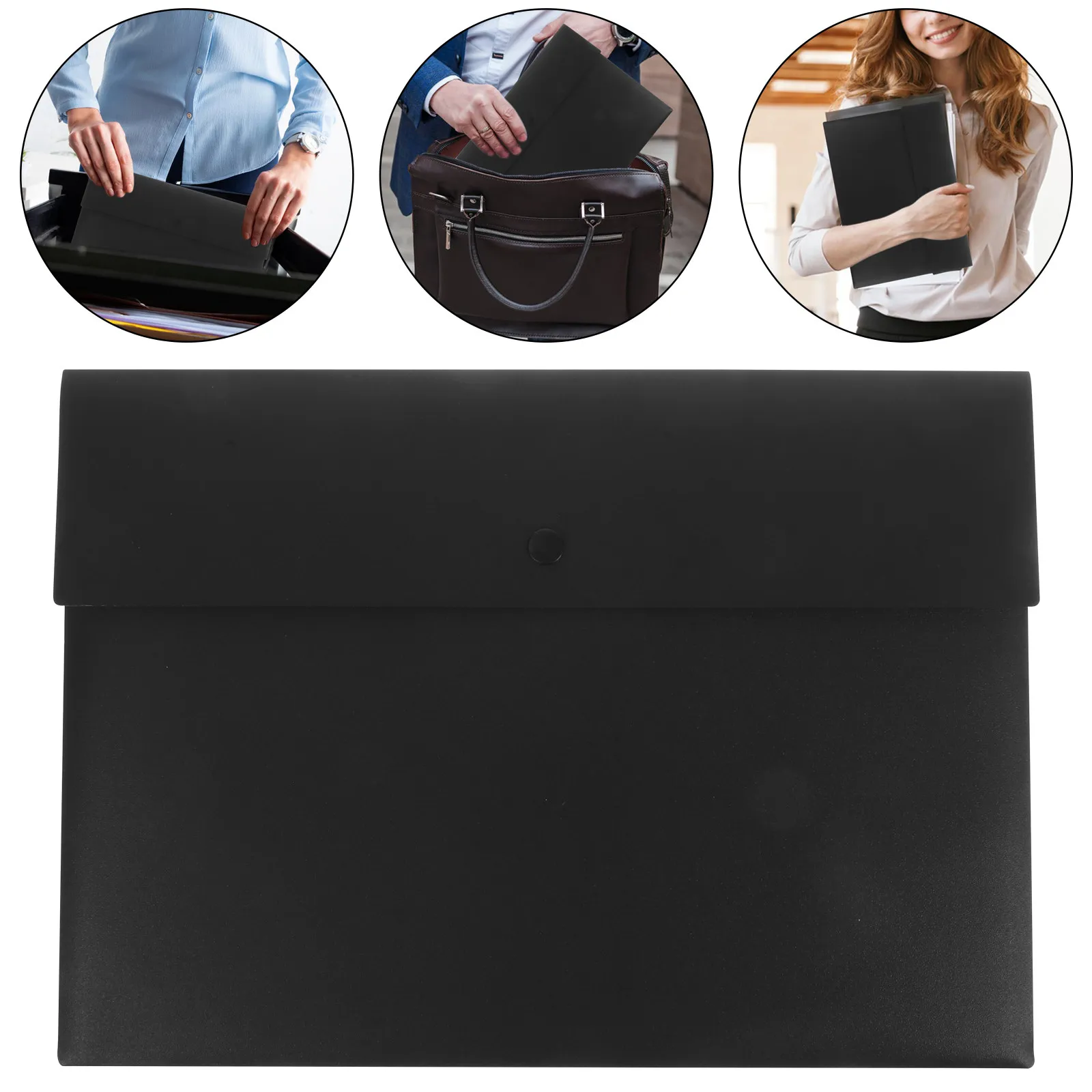 

5Pcs A4 File Pockets Transparent ABS Document Organizer with Snap Button Card Holder for Office School Home Receipts Bills