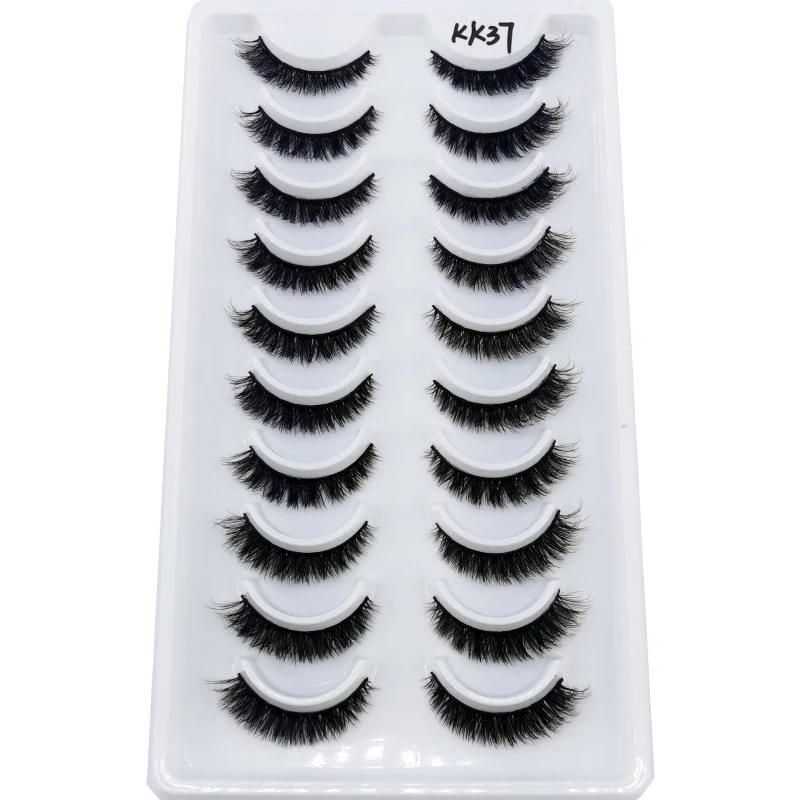 Faux cils de vison 3D, extension de cils croisés naturels, maquillage de vison réutilisable, doux et moelleux, contaminants, 10 paires