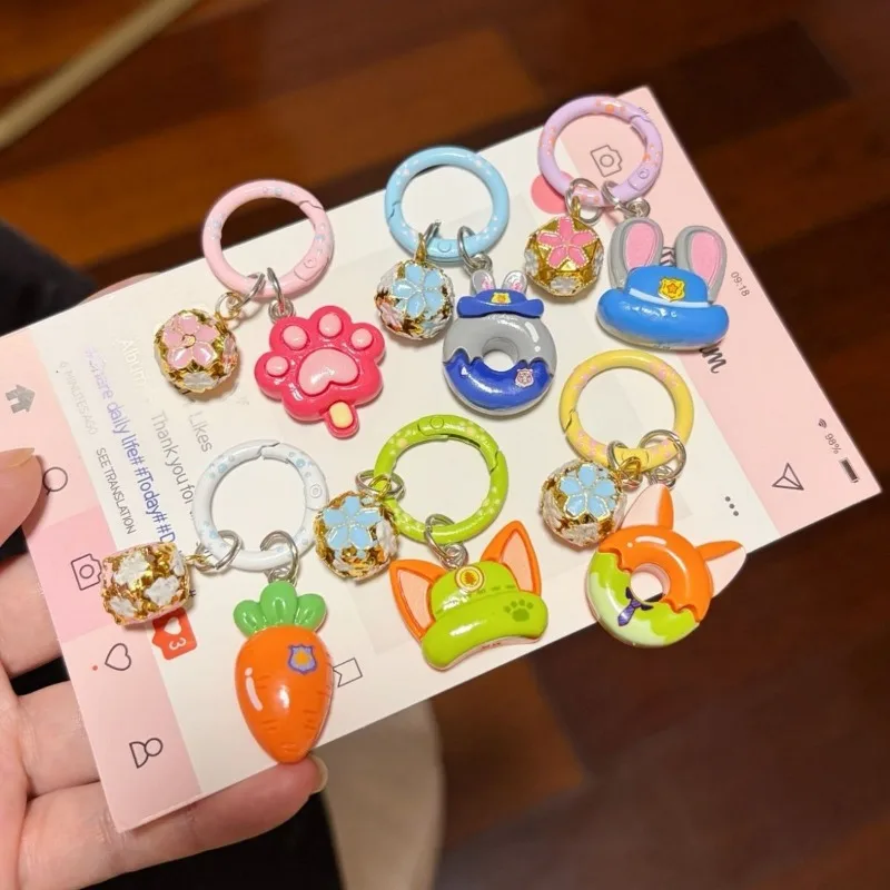 

Disney Zootopia Merchandise Cartoon Judy Nick Bag Charms Candy Keychain Phone Strap Couple Accessories Kawaii Holiday Gift