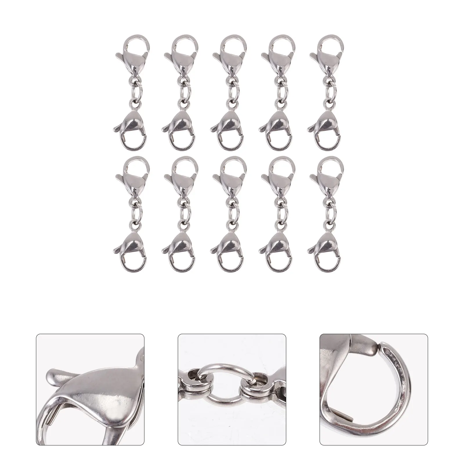 10 قطع من مشابك جراد البحر المصنوعة من الفولاذ المقاوم للصدأ سهلة الاستخدام، أبازيم توصيل سلسلة ذاتية الصنع لمستلزمات استبدال صنع المجوهرات