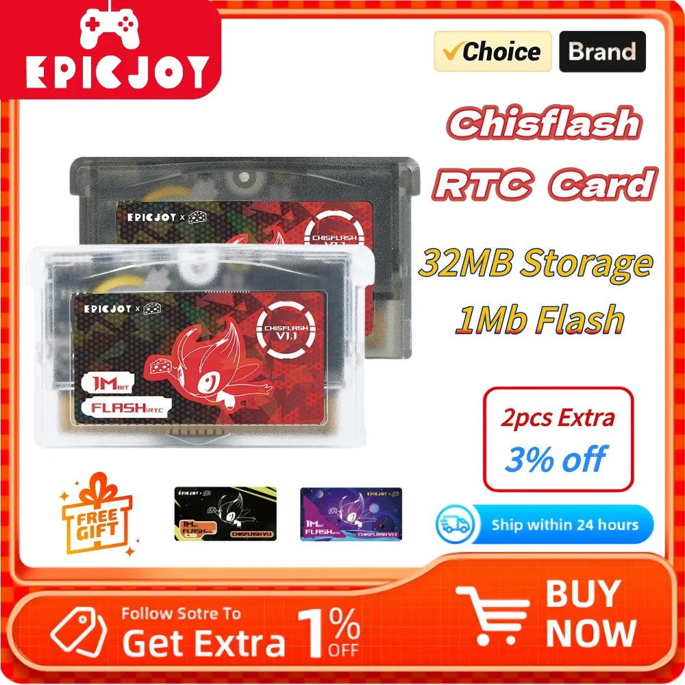 

ChisFlash V1.1 Rewritable GBA RTC Cart Original RTC Chip S35190-32MB Storage 1Mb Flash Compatible GBA/GBASP/GB Pocket/GB Micro