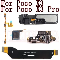 USB Charging Port Board For Xiaomi Mi Poco X3 Pro X3Pro NFC Bottom Earpiece Loudspeaker Power Volume Motherboard Flex Cable