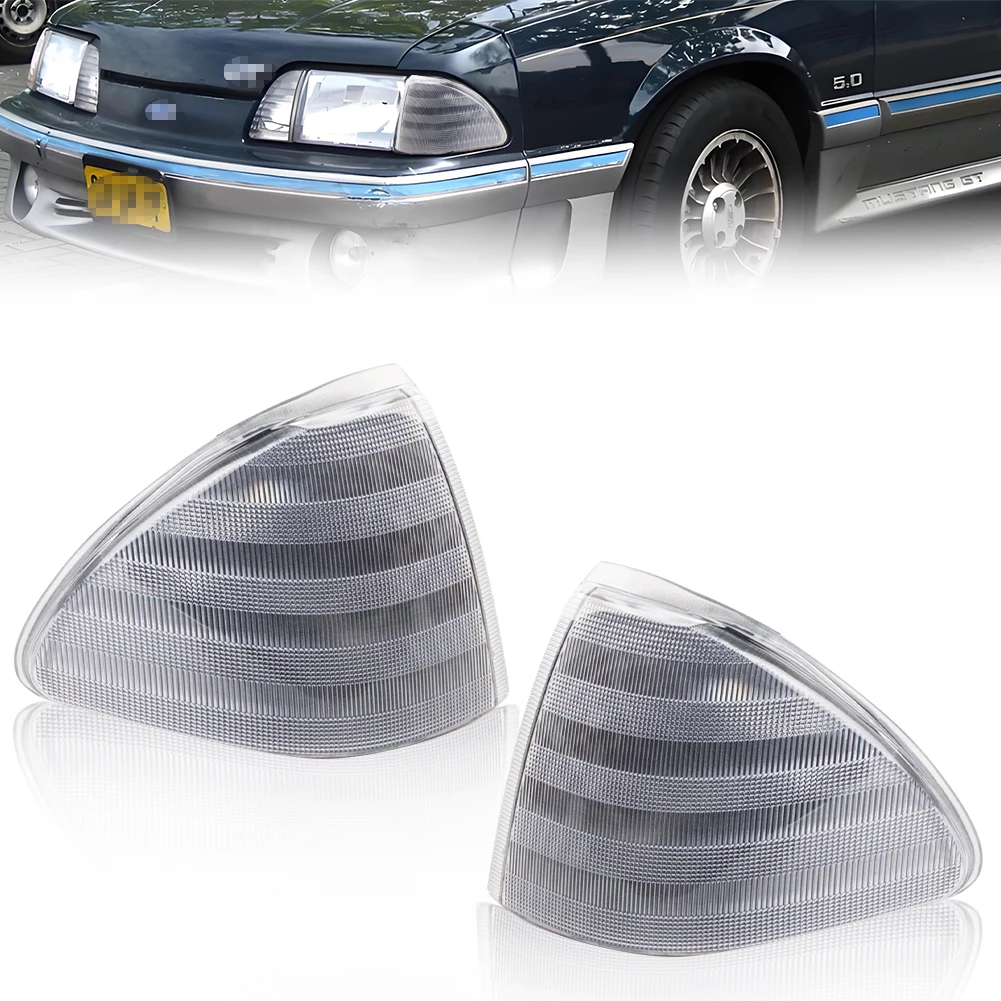 

2PCS Front Corner Turn Signal Light Parking Light Side Marker Light Cover For 1987 1988 1989 1990 1991 1992 1993 Ford Mustang