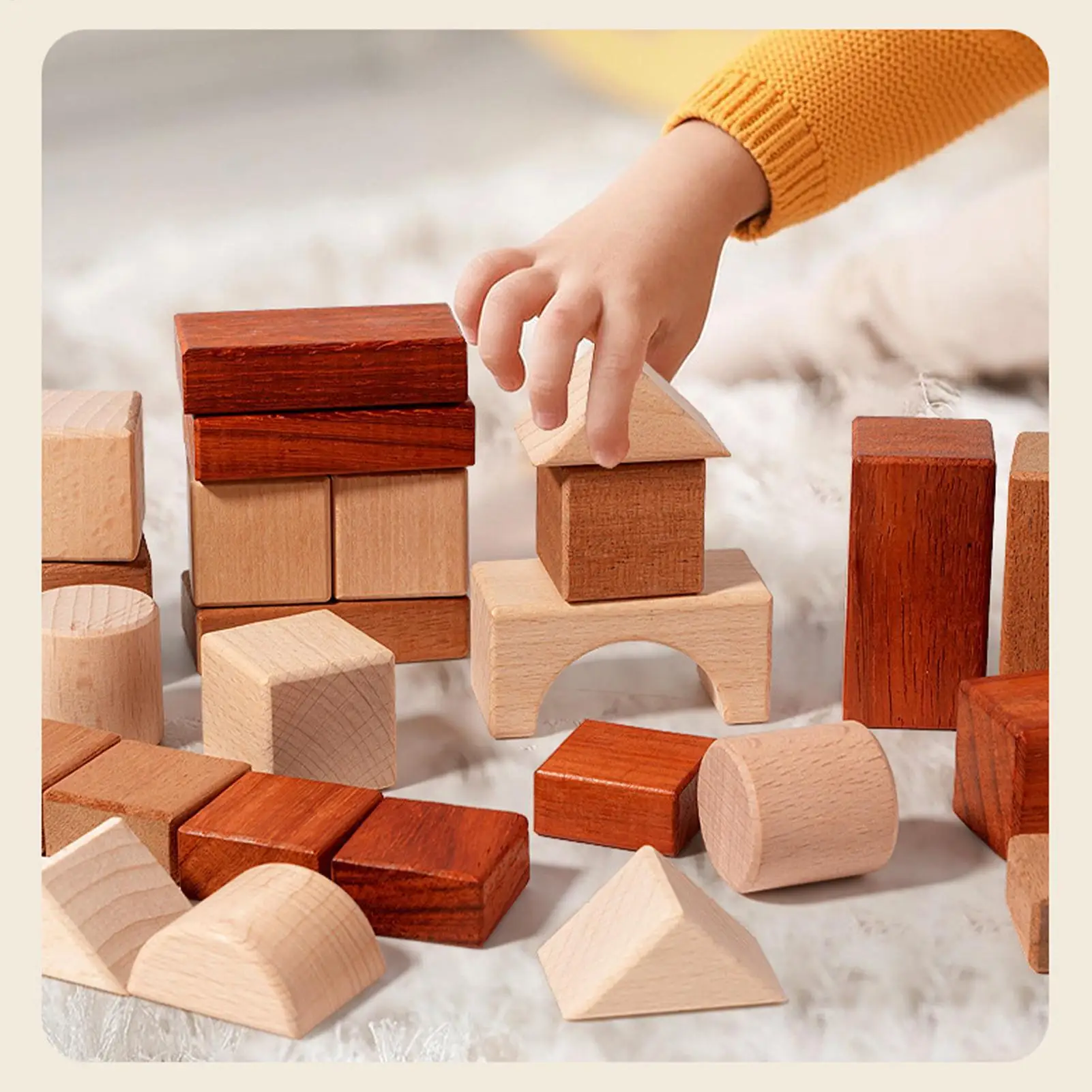Grands blocs de construction en bois, jouet éducatif pour enfants en bas âge, bloc en bois naturel, jouet d'apprentissage pour jeux préscolaires, jeu pour bébé
