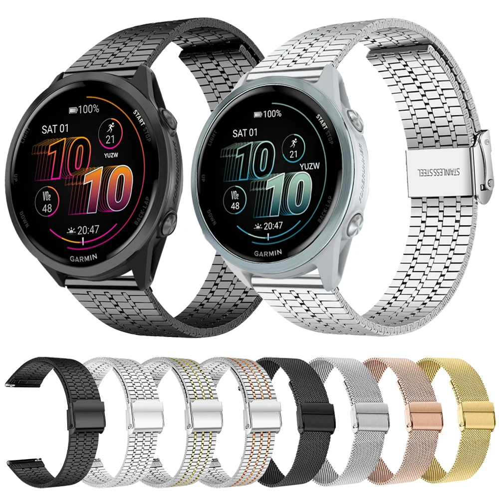 20 مللي متر 22 مللي متر Milanese المعادن الفرقة ل Garmin Forerunner 55 245 570 265 255 الموسيقى/Venu 3 Sq 2/Vivoactive 6 5 سوار الفولاذ المقاوم للصدأ