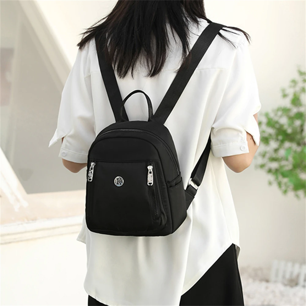 Solid Color High Quality Nylon Ladies Backpack Fashion New Small Ladies Travel Backpack 2023 Women Shoulder Bags Bolsos De Mujer