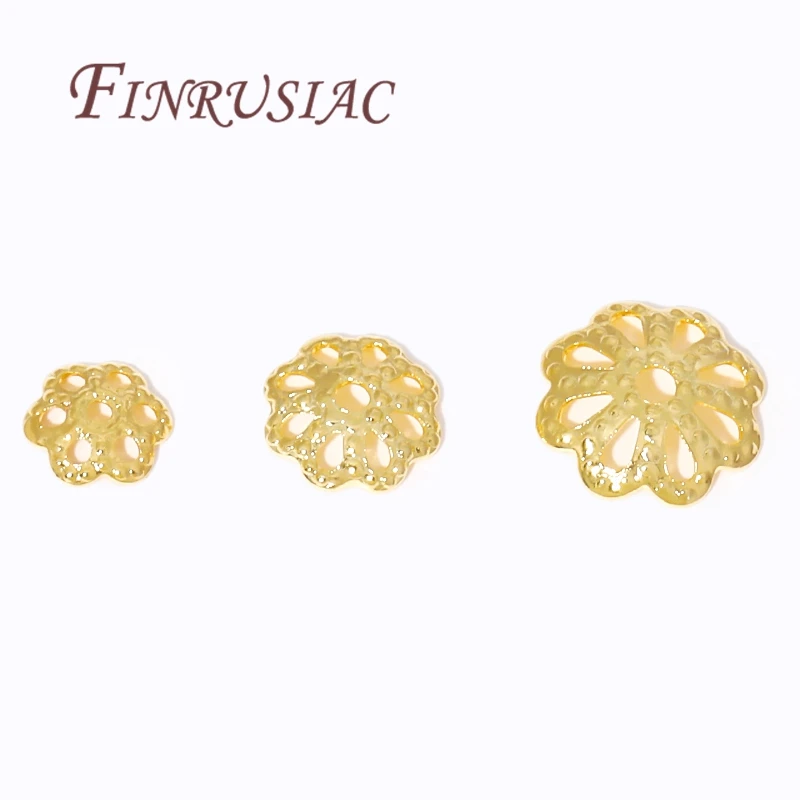 5mm 6mm 8mm Bead Caps For Jewelry Making 18K Gold Plated Brass Flower Bead Caps For DIY Bracelets Accessories Findings