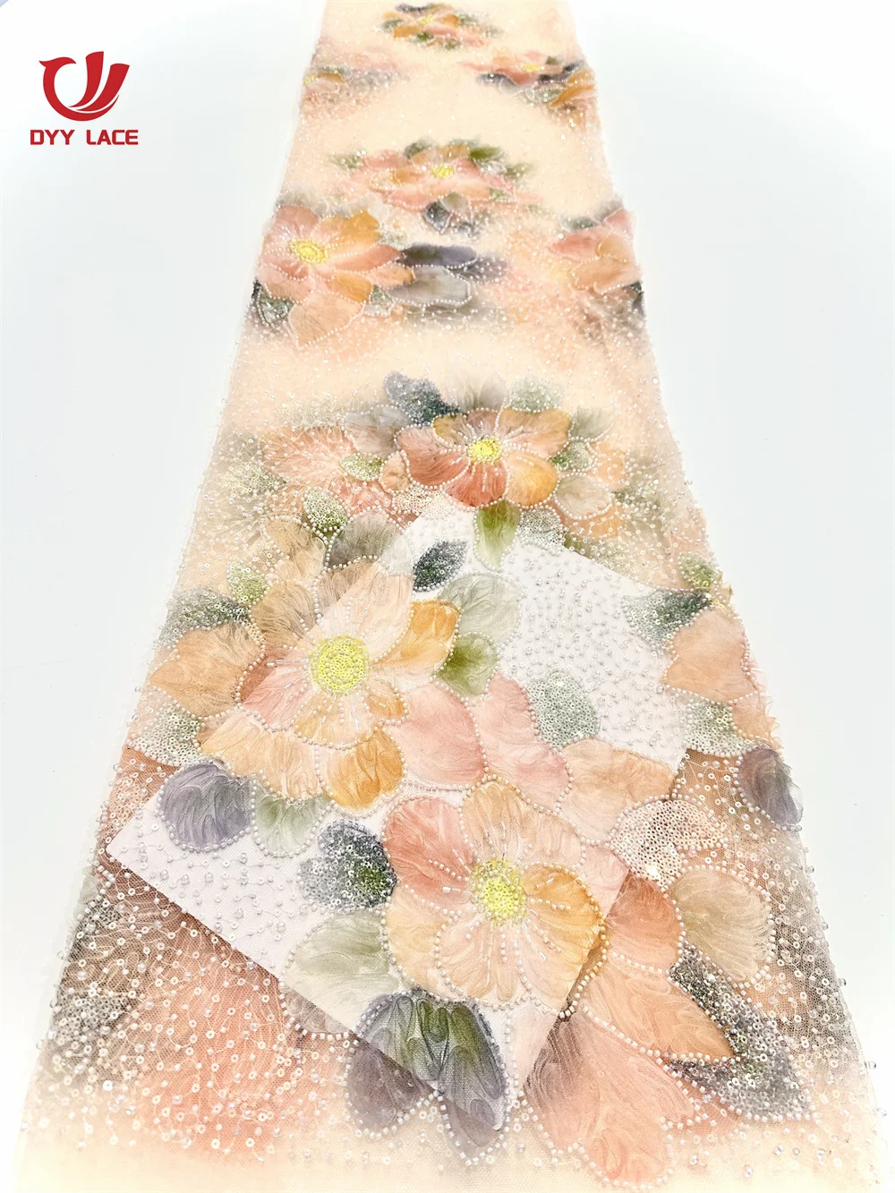 

African Sequins Lace Fabric 2025 High Quality Flower Embroidery French Nigerian Groom Tulle Lace Fabric Party Dresses 5 Yards