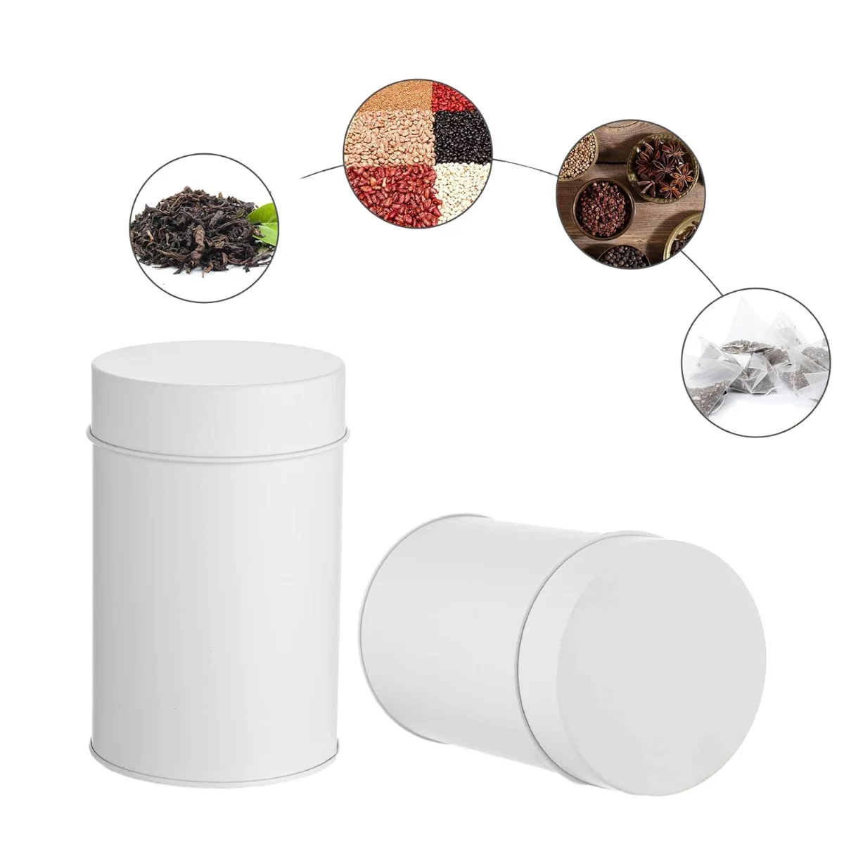 4 piece tea can with sealed double lid, suitable for bulk metal tea cans,  suitable for loose tea, coffee, candy, spices, etc.