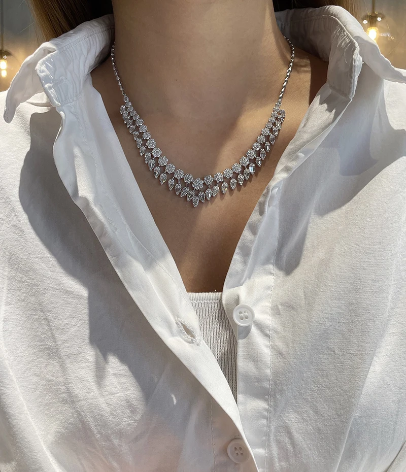 KUGG 100% 18K عقد ذهب أبيض فاخر أنيق نمط 8.20 قيراط قلادة الماس الطبيعي الحقيقي للنساء مجوهرات الحفلات العالية #5