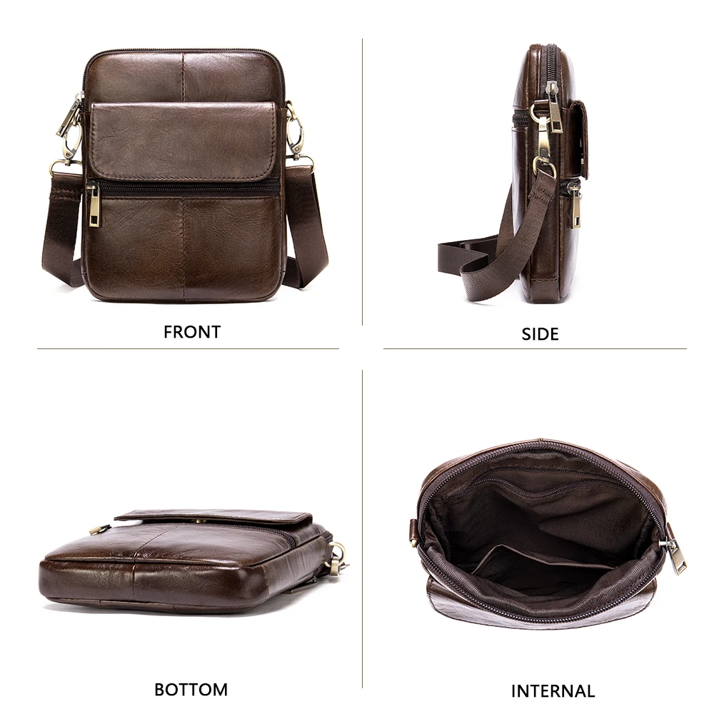 Bolsa de ombro de couro genuíno para homens, pequenos sacos mensageiro, mini bolsa tiracolo de viagem masculina, nova moda, 2020