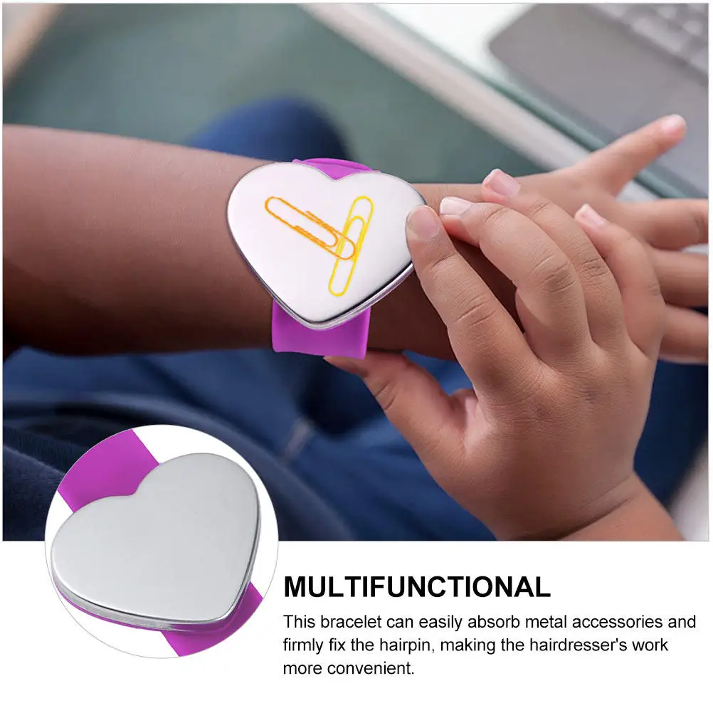 3Pcs Magnetic Pin Holder Hairdresser Silicone Bracelet Stylish Wristband Magnetic Hair Clips Sewing Pincushion Wrist Strap