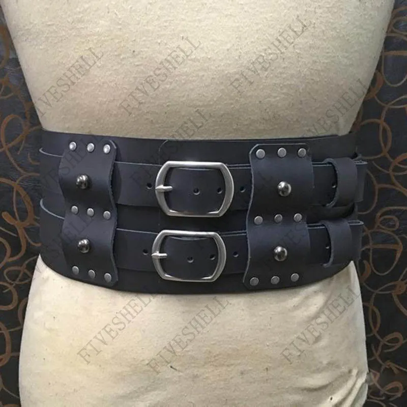 Men Women knight Cosplay waistbelt  Carnival Larp Steampunk Medieval Wide Belt Leather Double Waist Armor Celtic Large Waistband