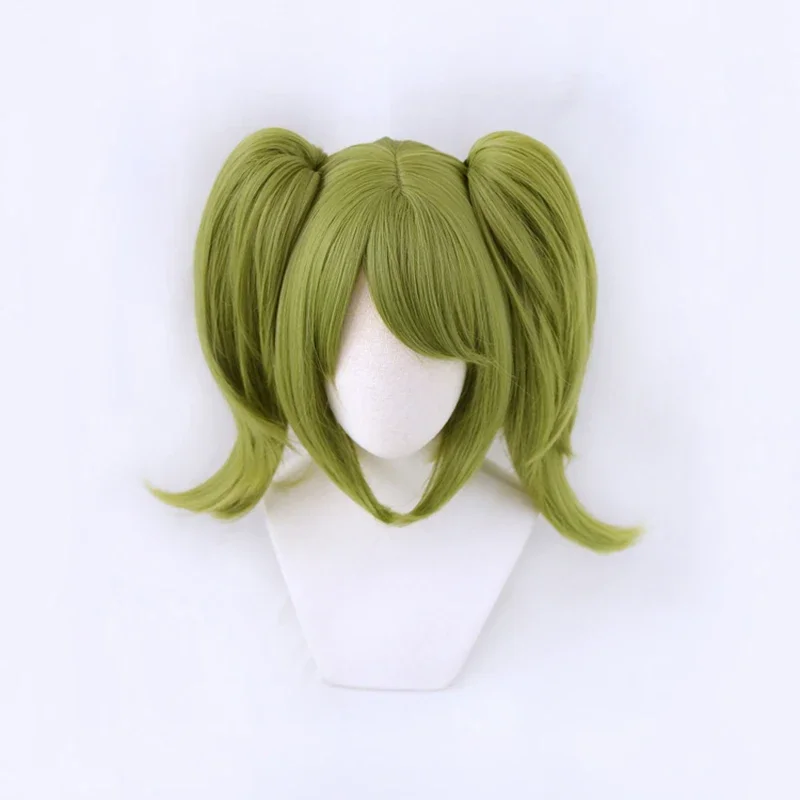 Danganronpa Monaka Green Short Ponytails Wig Cosplay Costume Dangan Ronpa Heat Resistant Synthetic Hair Monaca Towa Women Wigs