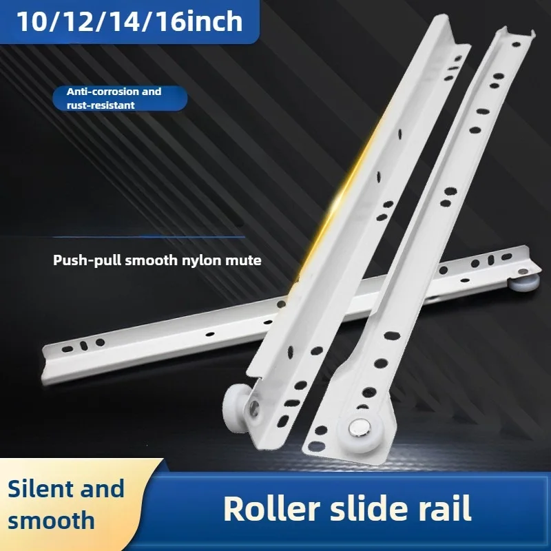 Mute Two Cabinet Rails Drawer Track Slides Computer Table Chute Cabinets Keyboard Roller Pulley Furniture Cabinets Slides