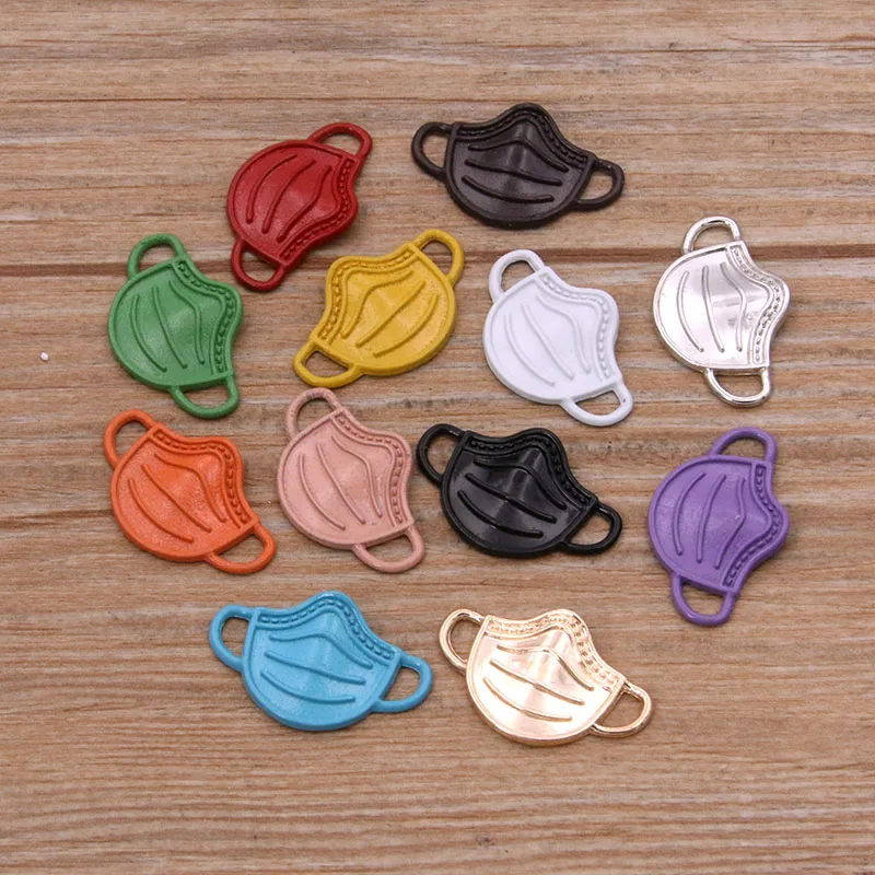 10Pcs 12 Color 23*14mm Zinc Alloy Mask Charms Pendants DIY For Jewellery Making Earring Necklace Bracelet Connector