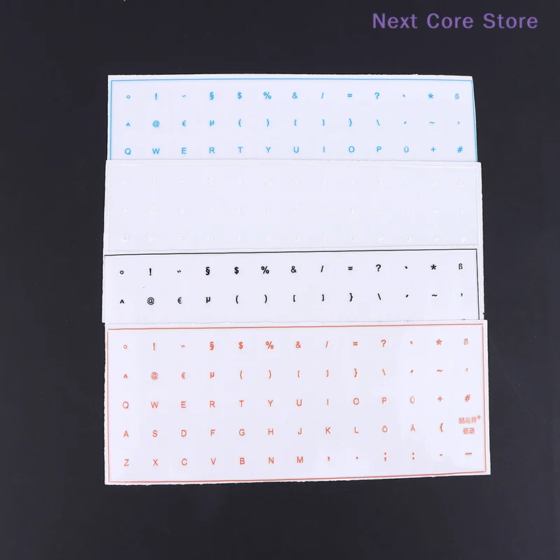 ملصق مفاتيح للكمبيوتر المحمول المكتبي، طبقة واحدة مع ملاقط، ملصق لوحة المفاتيح الألماني المدموع، ملصق شفاف عالمي