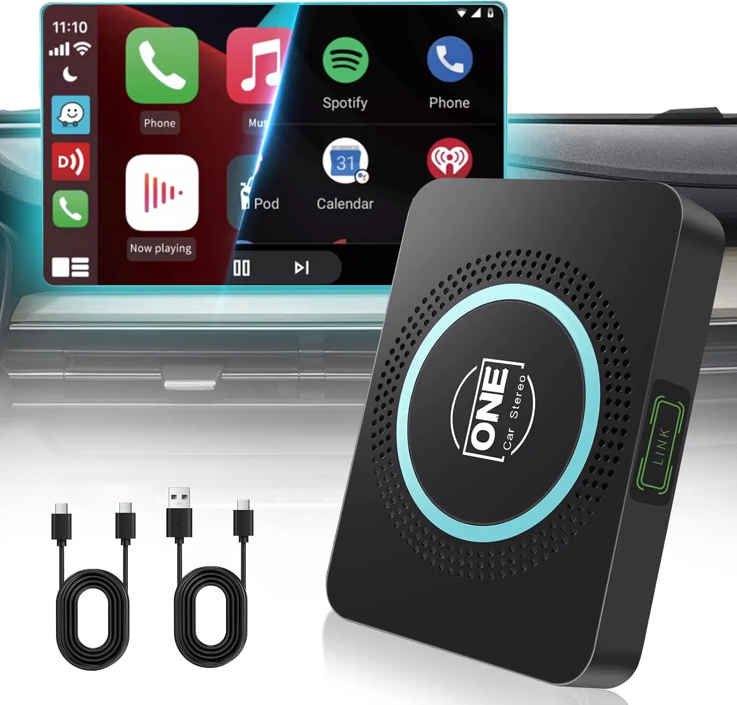 

OneCarStereo Magic Box 3.0 CarPlay AI Box, Wireless CarPlay & Android Auto Adapter, 8-Core 4+64GB, Supports YouTube, Netflix, GP