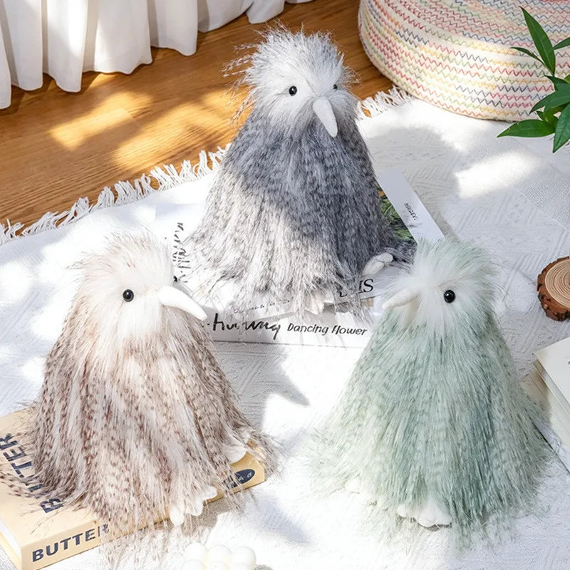 22CM Long Fluffy Kiwi Bird Plush Toy Realistic New Zealand Kiwi Stuffed Animal Doll Soft Flightless Bird Figure Home Decoration