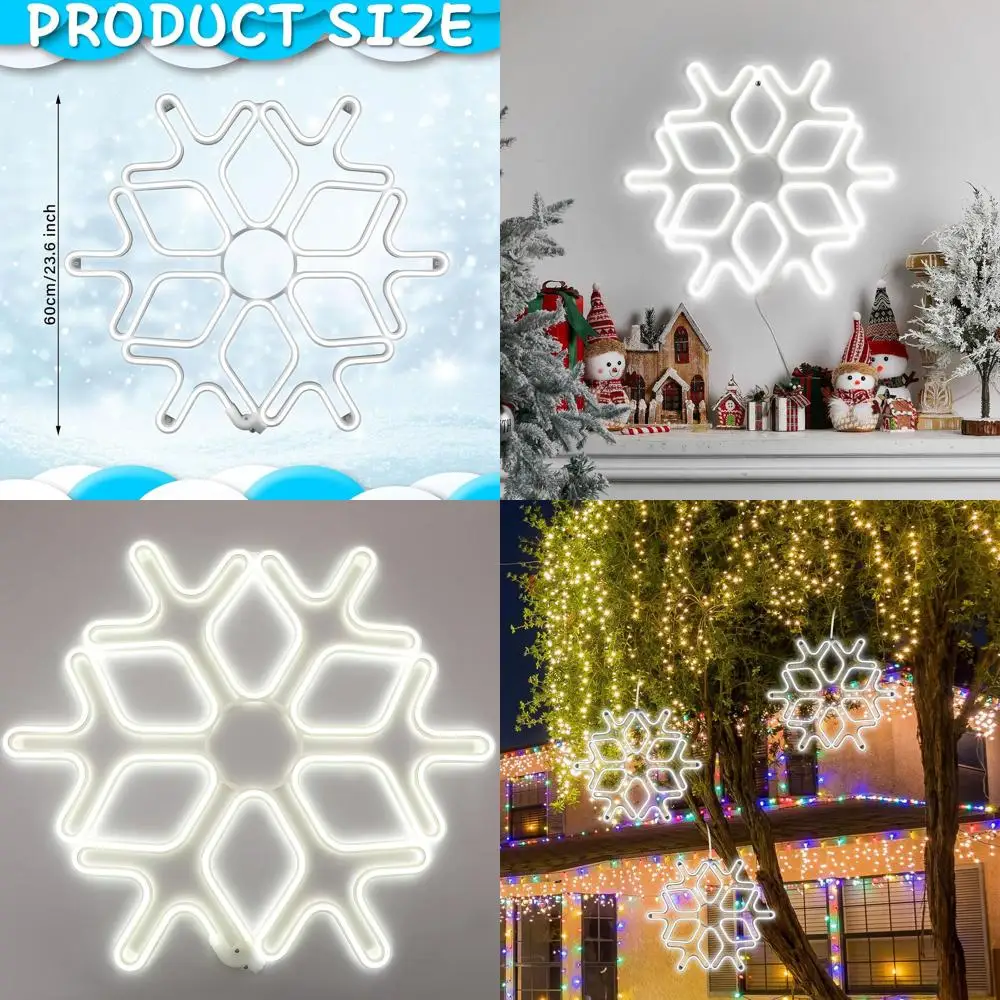

Large LED Lighted Snowflake Decorations for Christmas, Window, Porch, Yard, Tree - Giant Sculpture Silhouette Party Accents