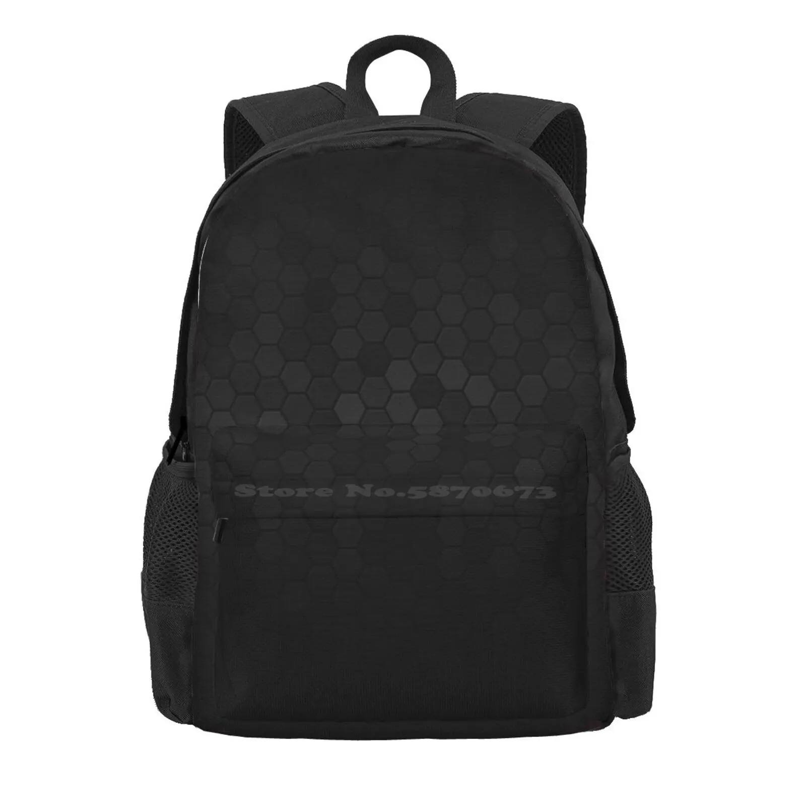 Black Hex Pattern Hot Sale Schoolbag Backpack Fashion Bags Hexagon Technology Carbon Fiber Background Wallpaper Grey Gray