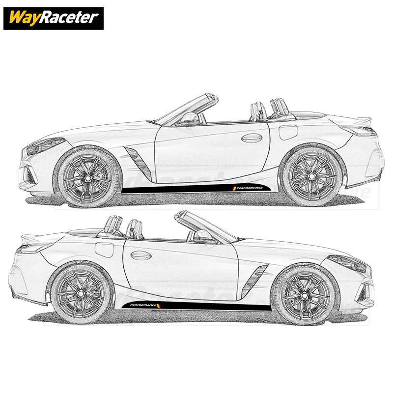 2 Pcs M Performance Decal Carbon Fiber Vinyl Door Side Stripe Skirt Sticker For BMW Z4 G29 M40i Sport 2019 2020 2021 2022 2023