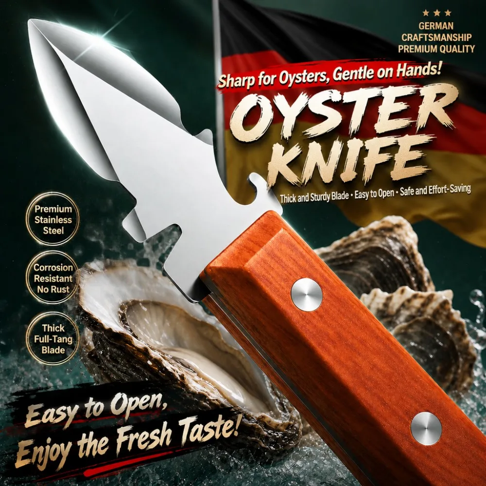 5-IN-1 Multi-function Seafood Scallop Pry Knife Oyster Knives Stainless Steel Sharp-edged Shucker Shell Seafood Opener