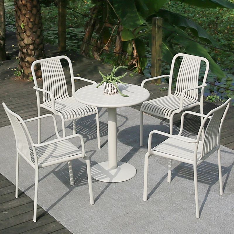 

Elegant Pastoral Outdoor Metal Chair Turdy Restaurant Rainbow tables and chairs Easy to Clean Dining Tables Chairs for Bathroom