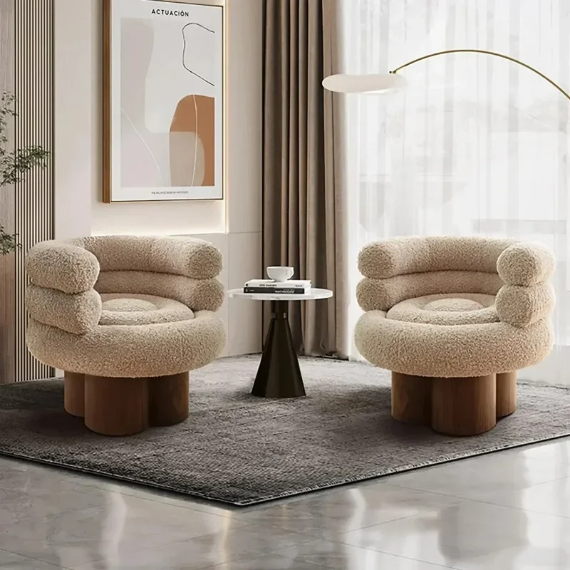 Cozy Sherpa Swivel Barrel Chair Upholstered Accent Lounge Armchair for Living Room Bedroom Office Reading Space