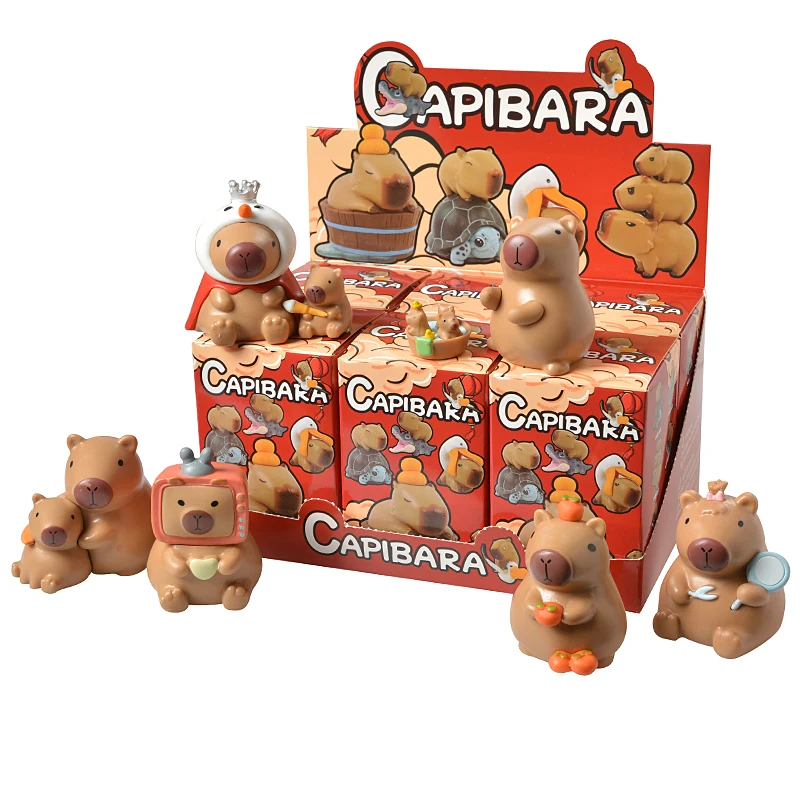 6Pcs/Set Blind Box Capybara Animals Figure Model Doll Collection Decoration Toy For Children\'s Gift