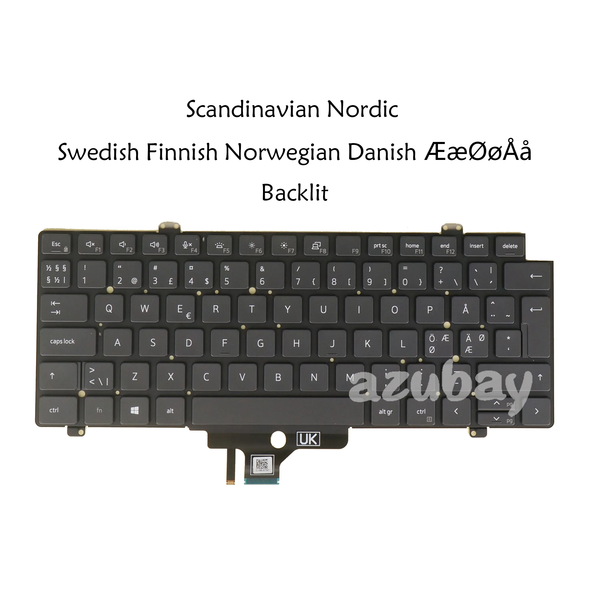 

Nordic Swedish Finnish Danish Norwegian Laptop Keyboard for Dell Precision 3470 (Y2022) 3480 (Y2023) 0JCFCY 0P7W6V, Backlit