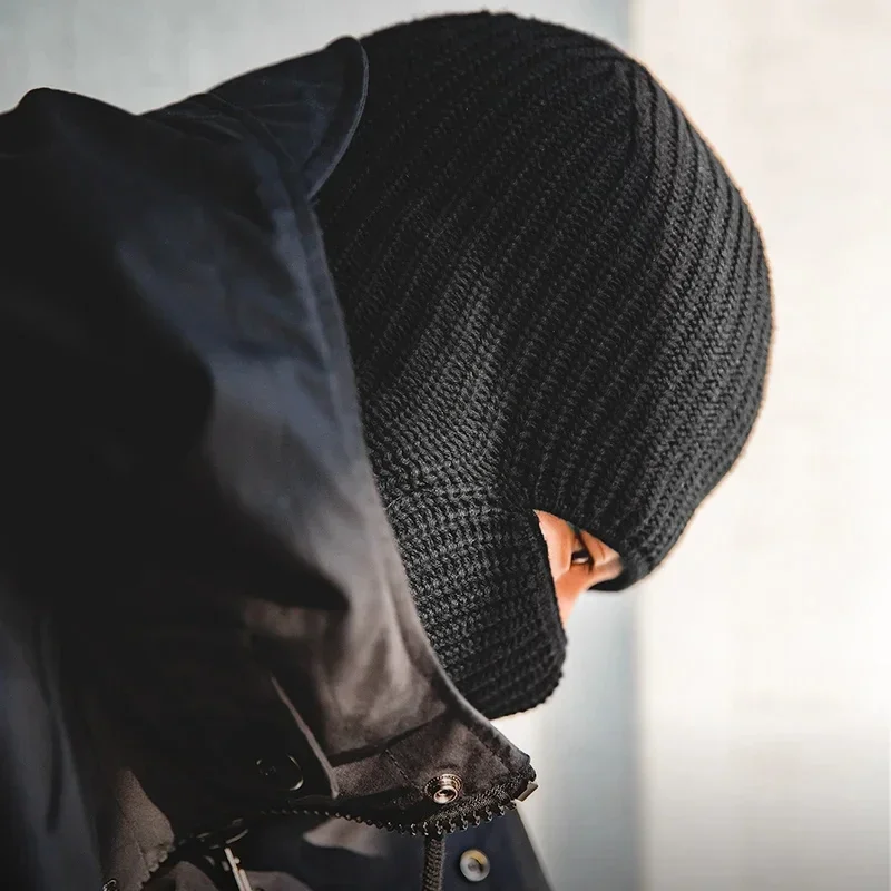 الرجال الشتاء Skullies قبعة حريمي للنساء محبوك وشاح من الصوف قبعات بالاكلافا قناع Gorras بونيه سميكة الدافئة اليدوية قبعة