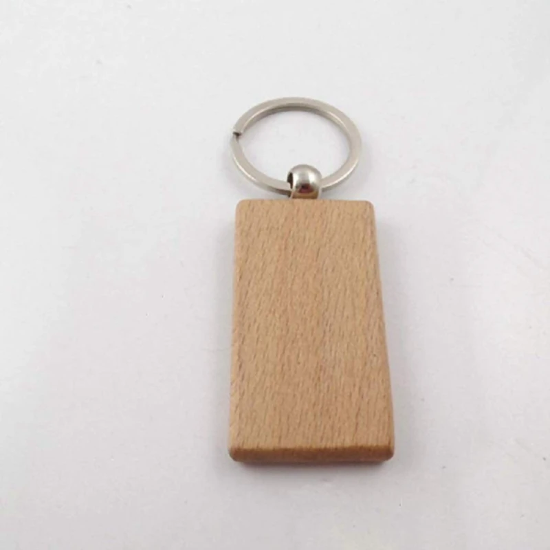 100 Blank Wooden Wooden Keychain Diy Wooden Keychain Key Tag Anti-Lost Wood Accessories Gift (Mixed)