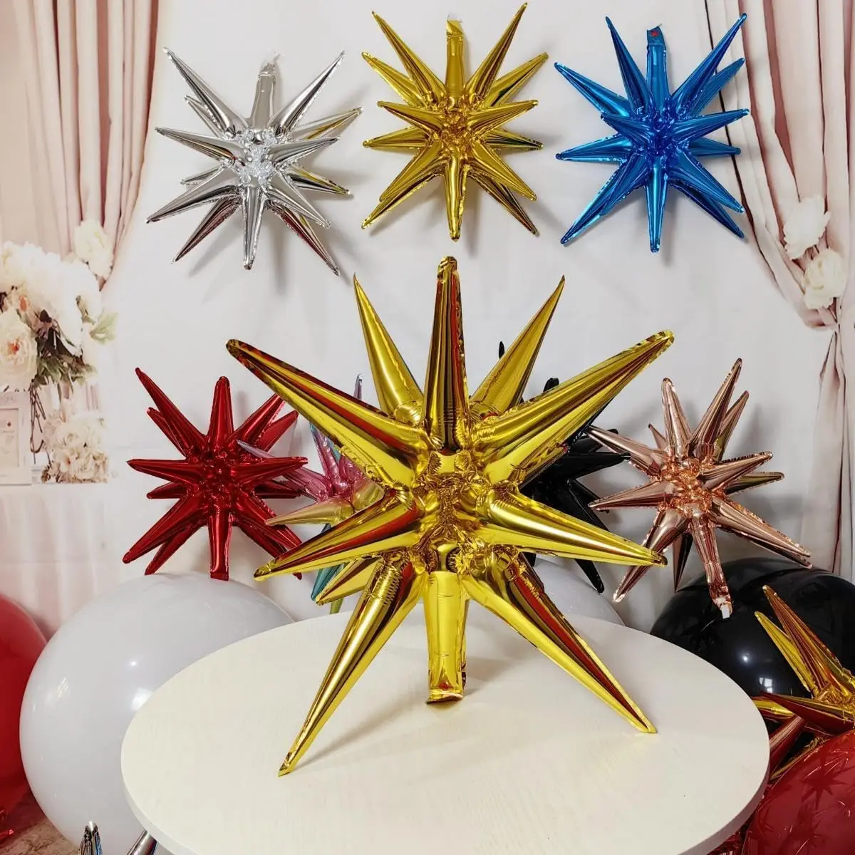 /1pcs siamesische Explosion Stern Ballon Starburst Luftballons Kegel Folie Luftballons Neujahr Weihnachten Hochzeit Geburtstags feier Dekor – Detail 23