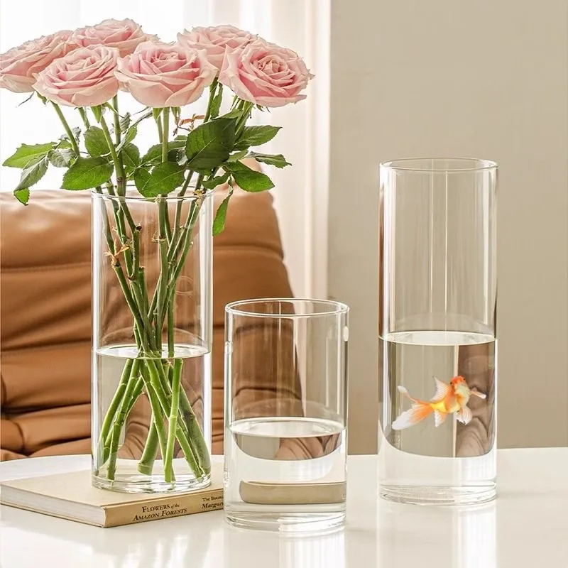 Acrylic Clear Cylinder Flower Vase Unbreakable Tall Large Plastic Vases for Wedding Party Decoration Vase Hydroponic Flowerpot