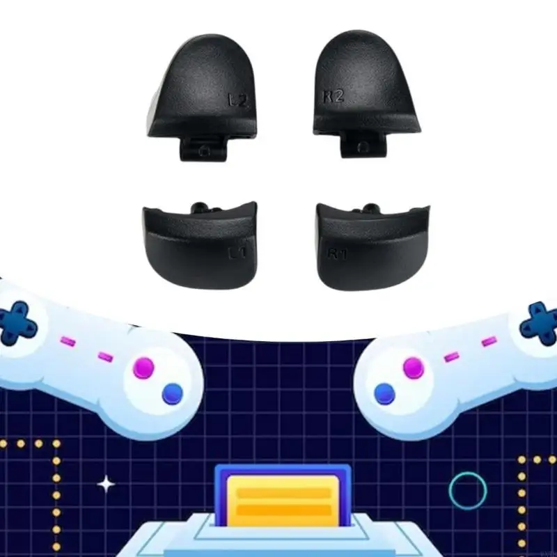 4Pcs L1R1 L2R2 Triggers Button Set Black & 2pcs Spring Replacement for P5 Version 3 Game Controllers Repair 