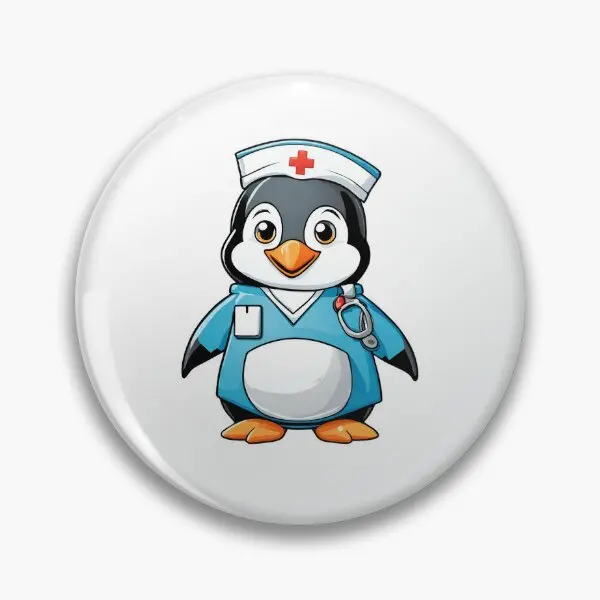 Nurse Penguin Wearing Medical Doctor Scr Soft Button Pin Lapel Pin Funny Hat Fashion Lover Jewelry Gift Collar Cartoon Creative