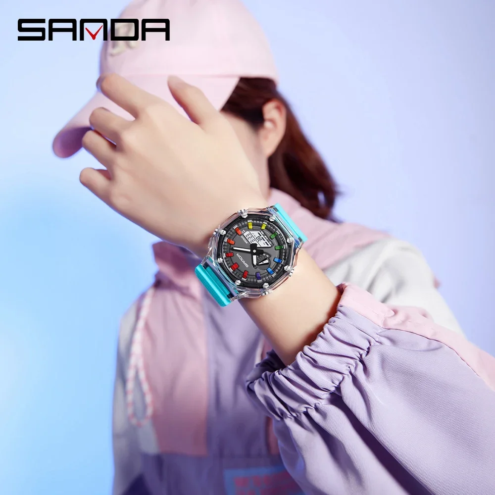 Fashion Sanda Digital Led Men Military Army Sport Chronograph Quartz Wrist Watch Original 50m Waterproof Male Electronic 3341